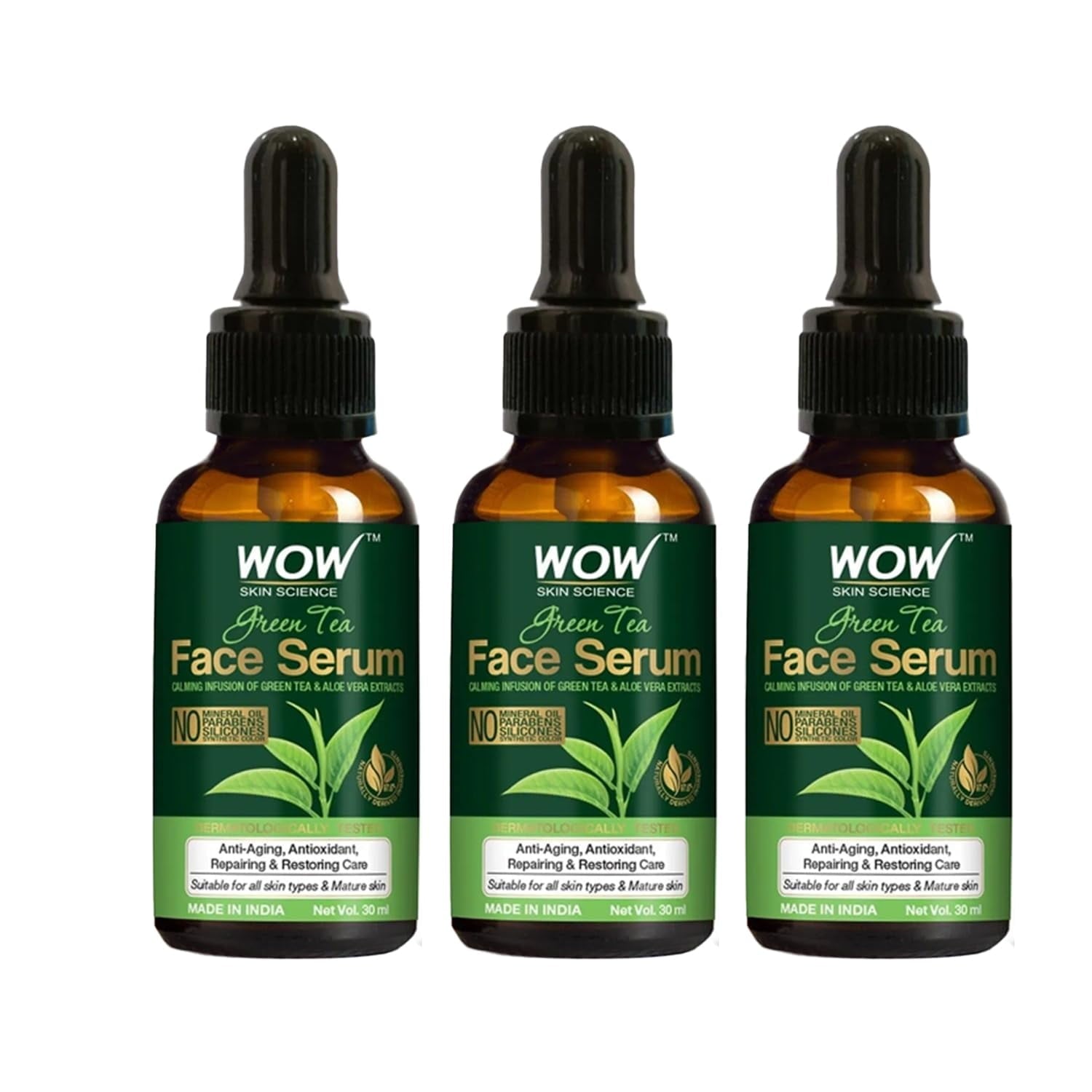 Wow Skin Science Green Tea FaceSerum | Aloe Vera Extract With Pro Vitamin B5 & Vitamin E |