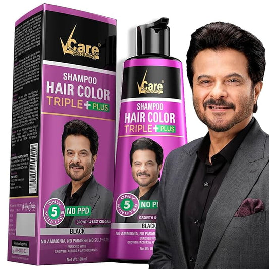 VCare Shampoo Hair Colour Shampoo-Black 180ml for Women and Men 180 ml