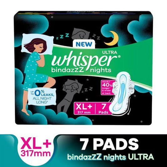 Whisper Ultra Overnight Sanitary Pads - Extra Large Wings, 7 pcs Pouch