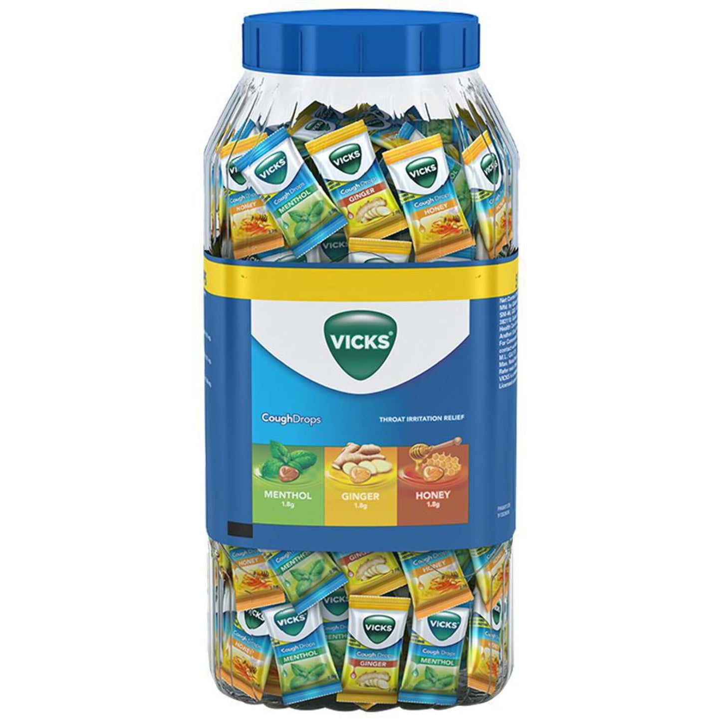 Vicks Candy Cough Drops Throat Irritation Relief Menthol Honey Ginger 200 Candies