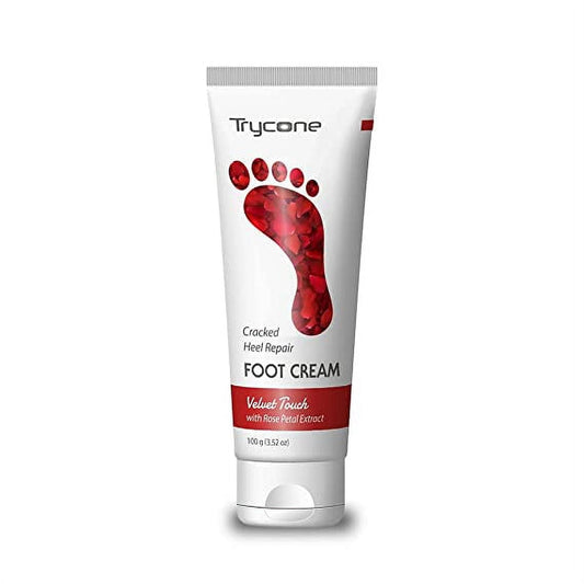 Trycone Crack Heel Repair Foot Cream Velvet Touch with Rose Petal, 100 Gm