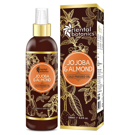 Oriental Botanics Jojoba & Sweet Almond Oil For Hair & Skin - 200ml (No Mineral Oil, Silic