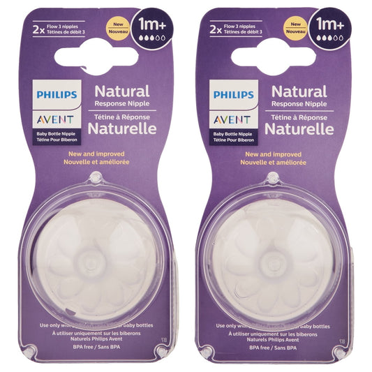 Philips Avent Natural Response Nipple Flow 3 1M+ 4 Ct