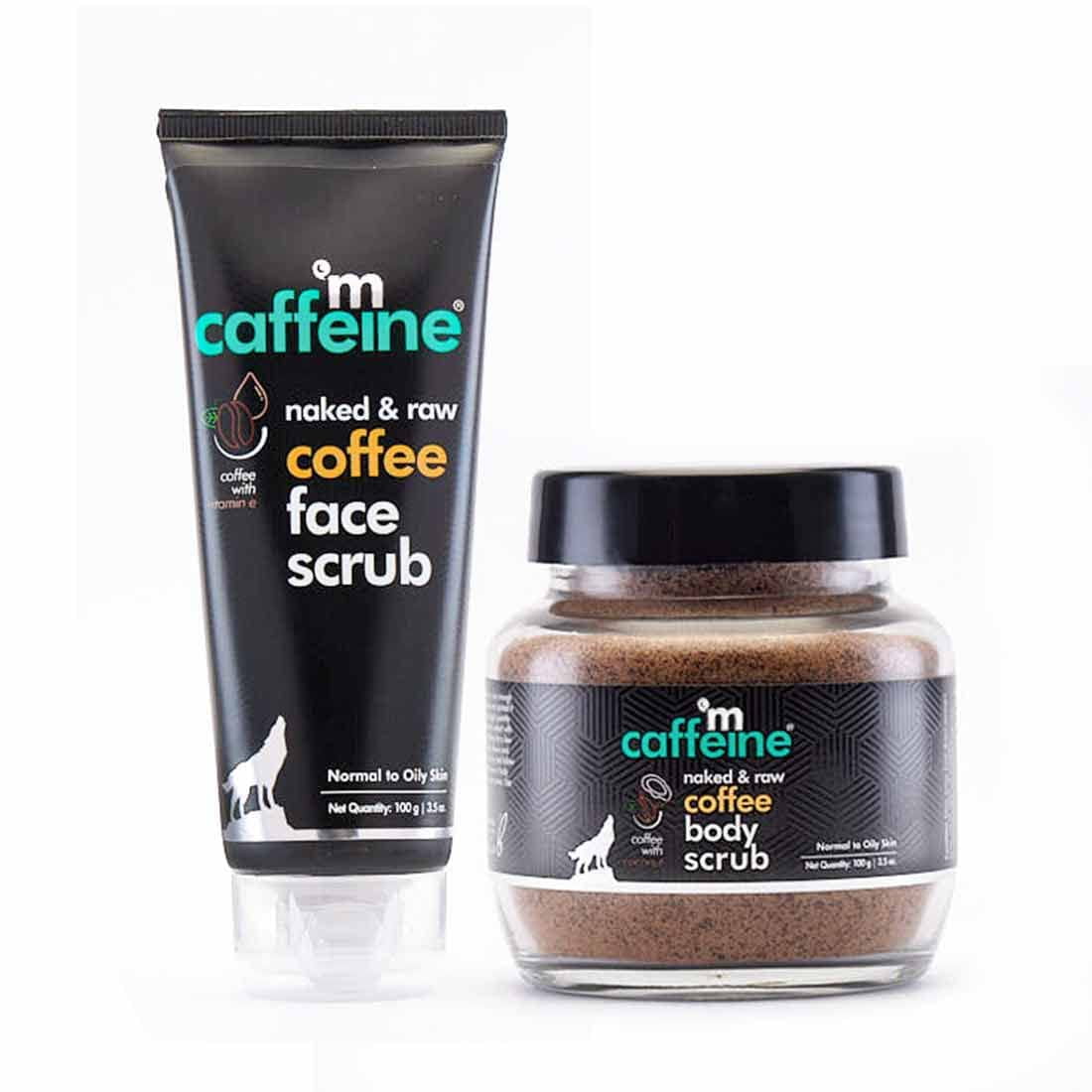mCaffeine Exfoliating Coffee Face & Body Scrub Combo For Tan Removal | For Women & Men | R