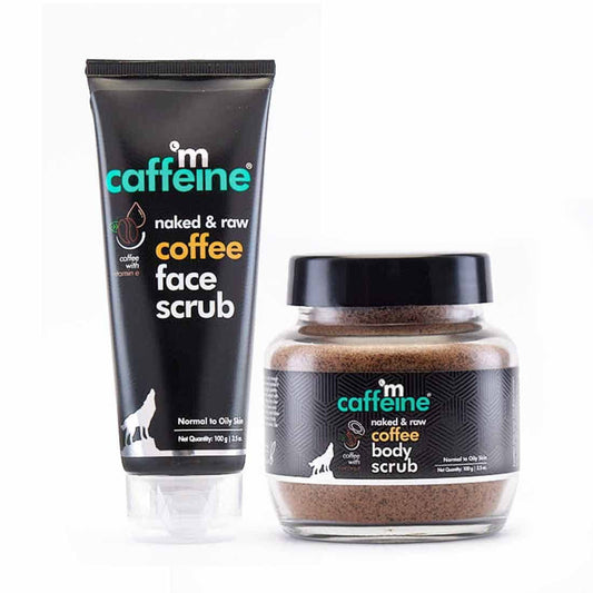 mCaffeine Exfoliating Coffee Face & Body Scrub Combo For Tan Removal | For Women & Men | R