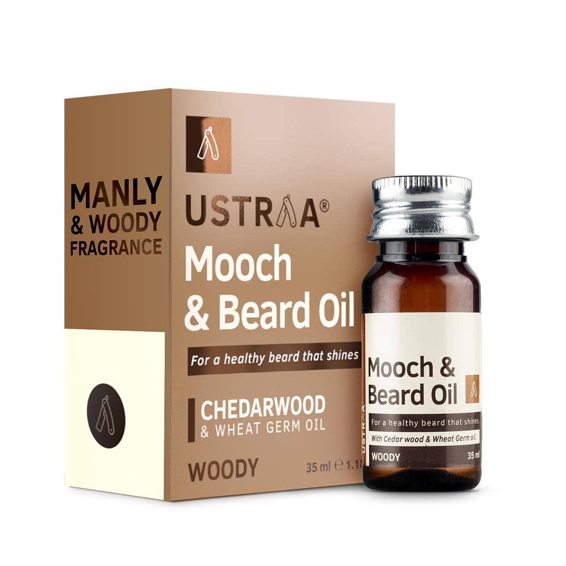 Ustraa Woody Mooch and Beard Oil - 35ml - Shine, Nourishment
