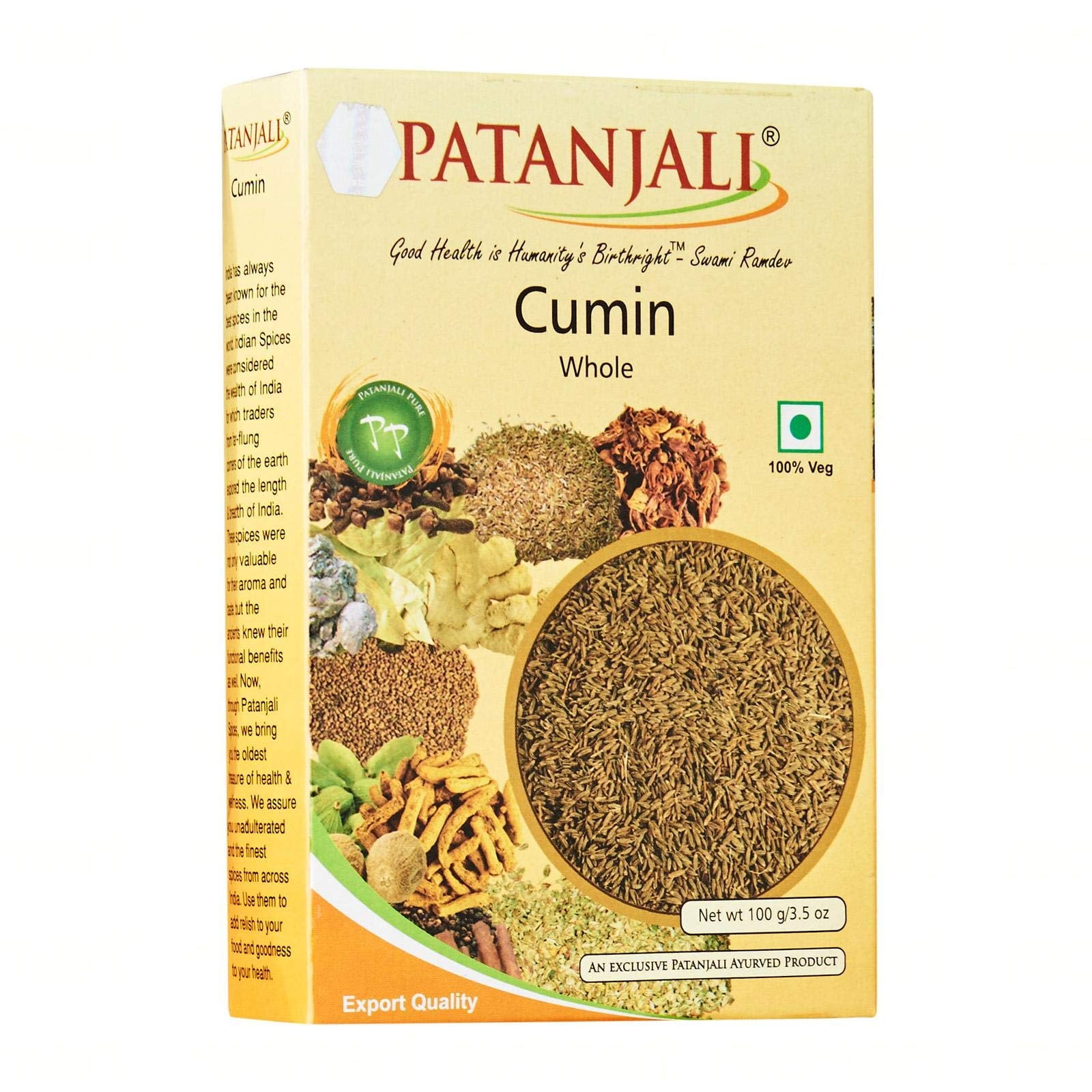Patanjali Spices Cumin, Whole, 100g