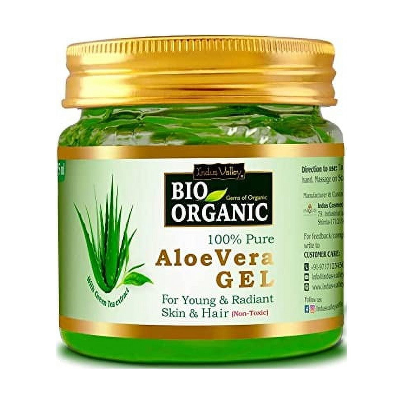 Indus Valley Bio Organic Non-Toxic Aloe Vera Gel for Acne, Scars, Glowing & Radiant Skin T
