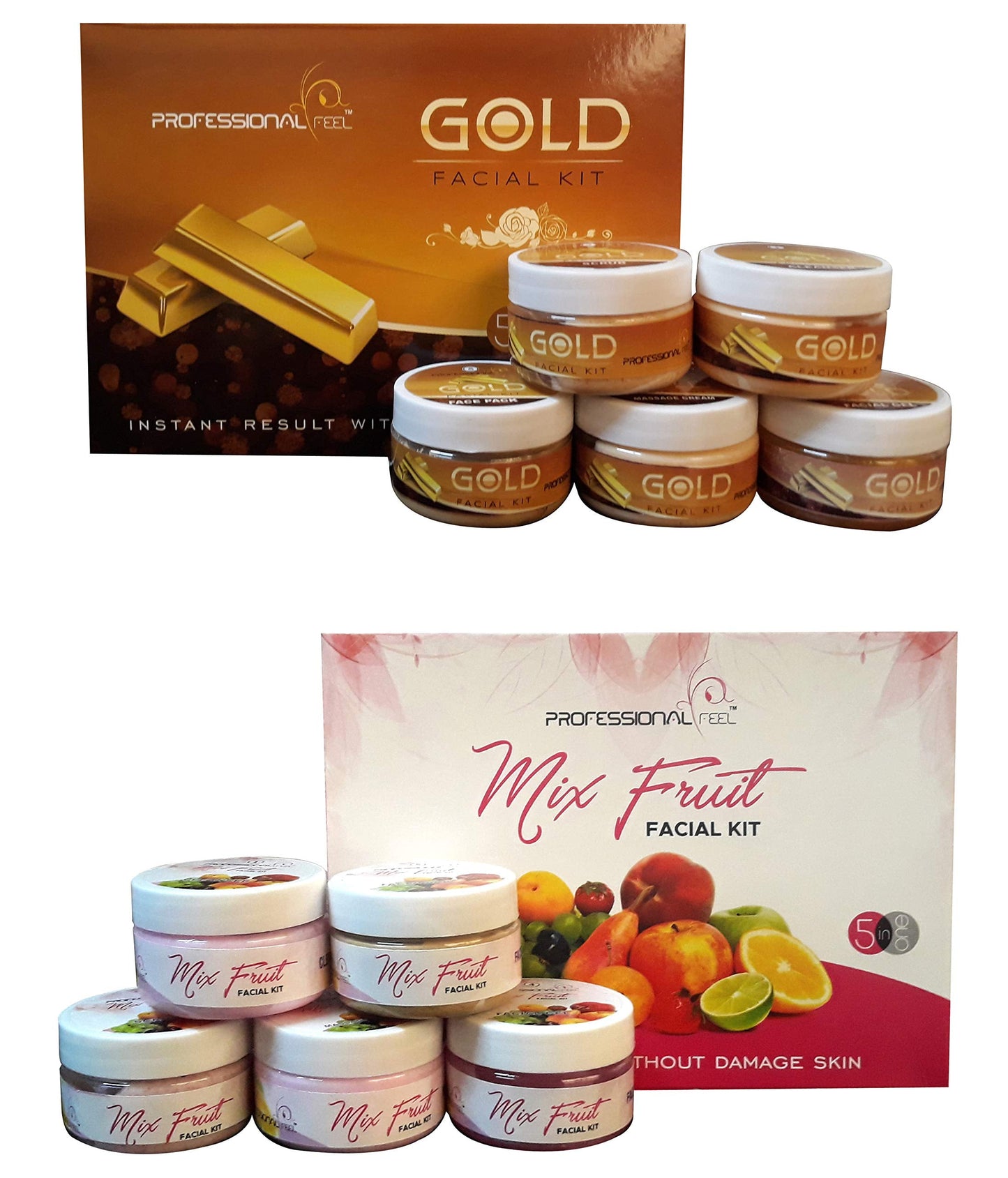Professional Feel Mix Fruit + Gold Facial Kit Special Combo Anti Tan Beauty Parlour Diamon