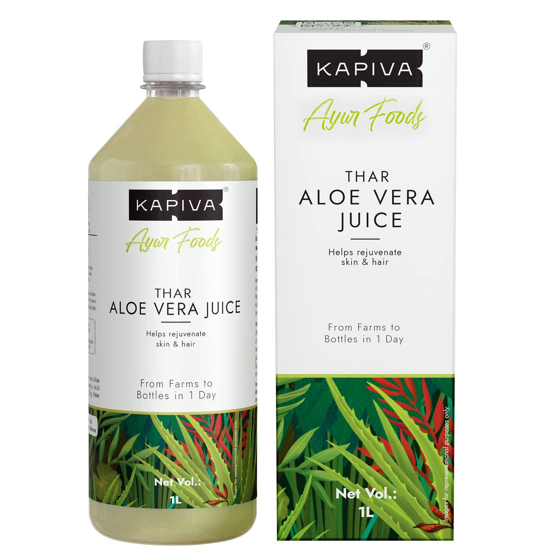 Kapiva Thar Aloe Vera Juice (with Pulp) | Rejuvenates Skin and Hair | Natural Juice for Sk