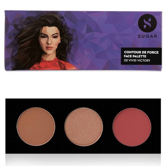 Sugar Cosmetics Contour De Force Face Palette - 02 Vivid Victory -12 gm