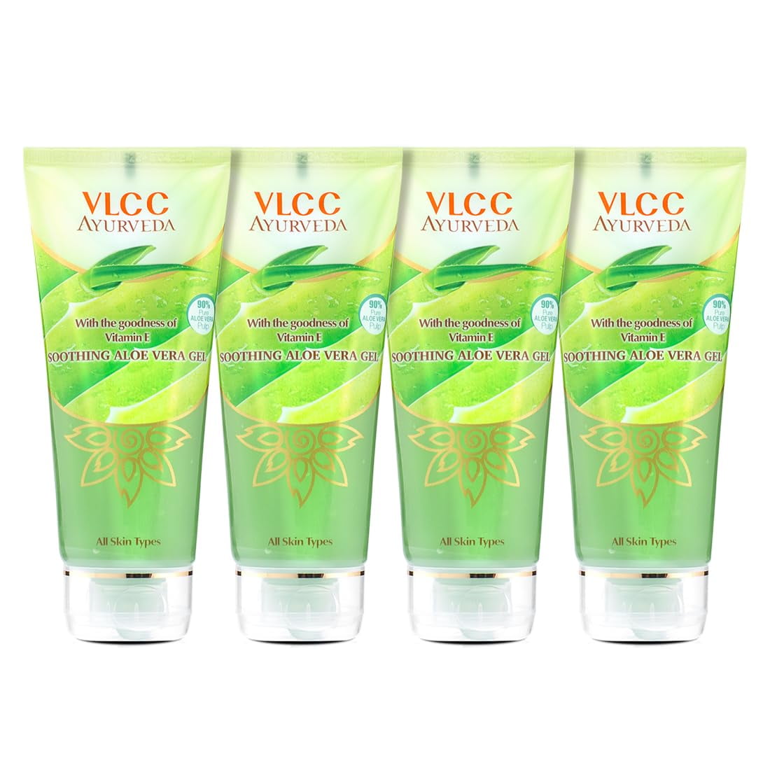 Vlcc Ayurveda Soothing Aloe Vera Gel - 100G X 4 (Pack Of 4) | Soothing, Calming, Natural A