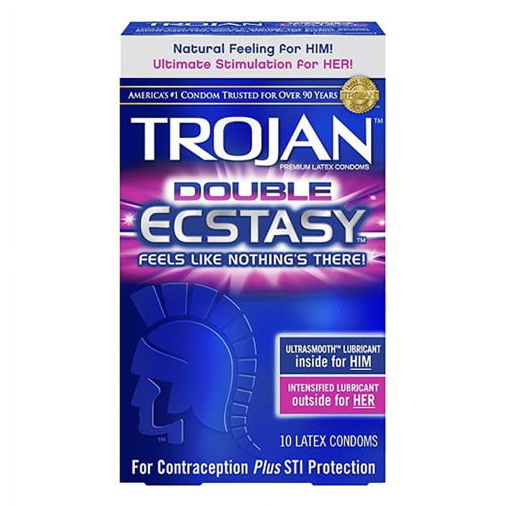 Trojan Double Ecstasy Premium Latex Condoms - 10 Ea