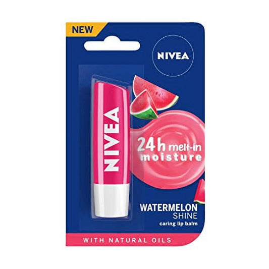 NIVEA LipBalm, Watermelon Shine, 24h Moisture with Natural Oils, Pink Shine Watermelon Ar