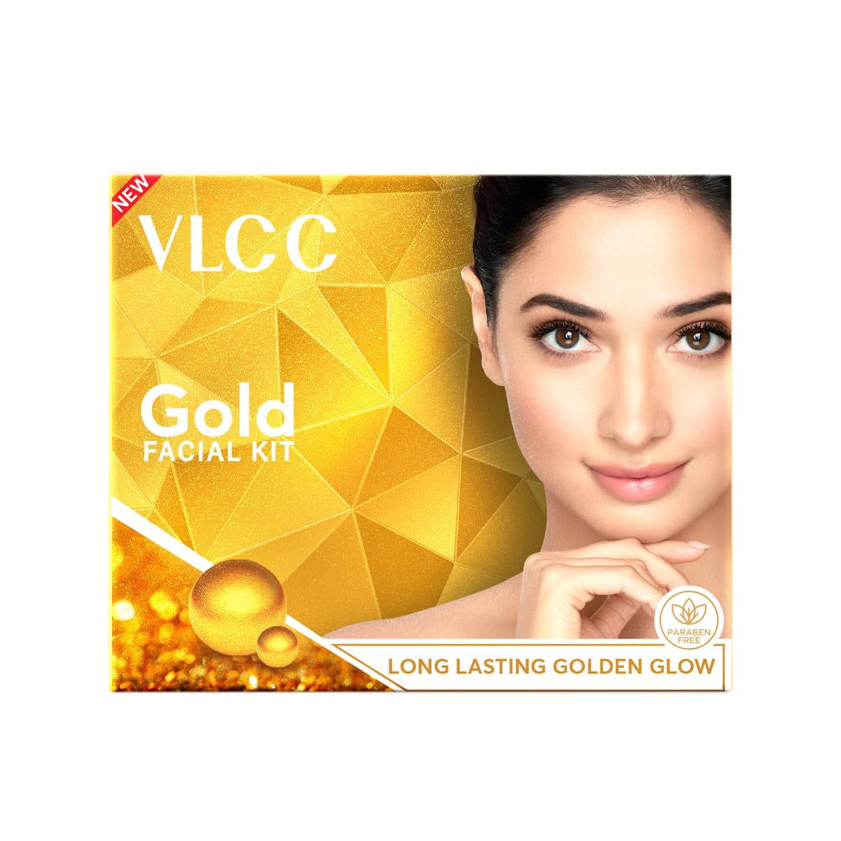 VLCC Gold Facial Kit, Bright & glowing skin - 60g - Parlour Glow with 24K Gold Bhasma, Ros