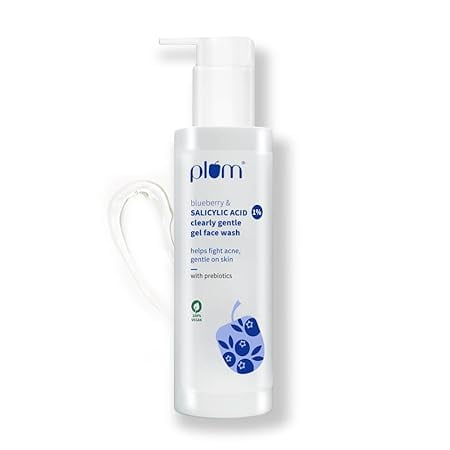 Plum 1% Salicylic Acid Clearly Gentle Gel FaceWash with Blueberry | Helps fight active acn