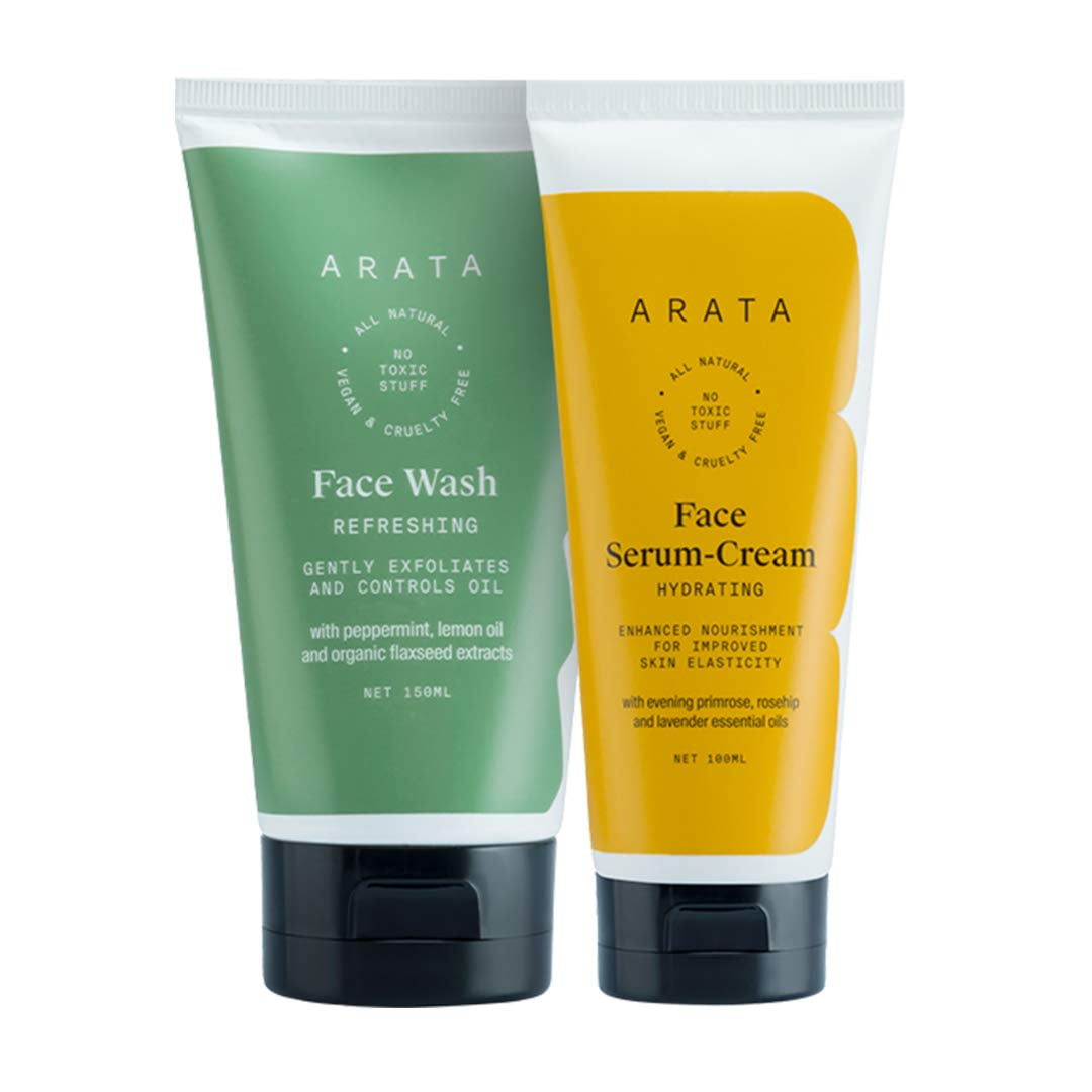 Arata Natural Anti-Aging Face Kit For Men & Women With FaceSerum & FaceWash || All-Natural