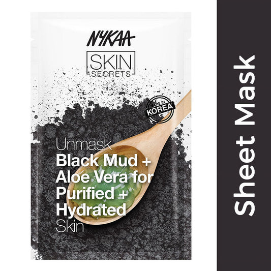Nykaa Skin Secrets Exotic Indulgence Black Mud + Aloe Vera Sheet Mask For Purified & Hydra