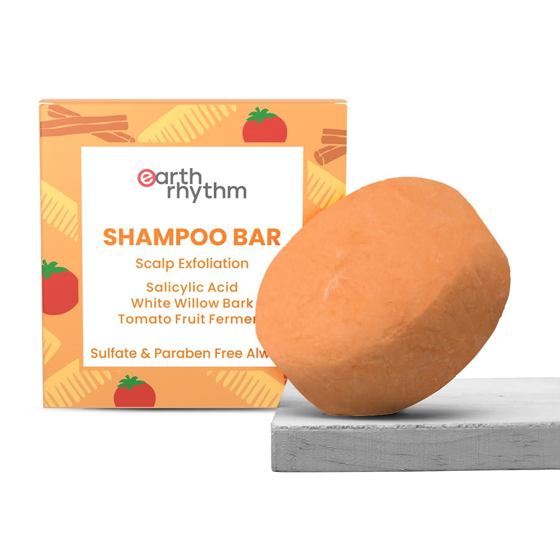 Earth Rhythm Exfoliating Shampoo Bar with 2% Salicylic Acid & Tomato, Sulfate and Paraben