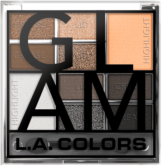 L.A. COLORS Eyeshadow 10 Color Block Palette, Glam, 0.56 fl oz