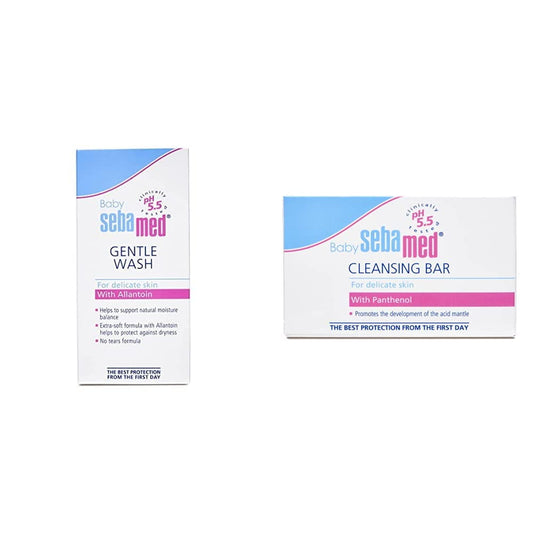 Sebamed Extra Soft BabyWash (50ml) & Baby Cleansing Bar - 100 g Combo
