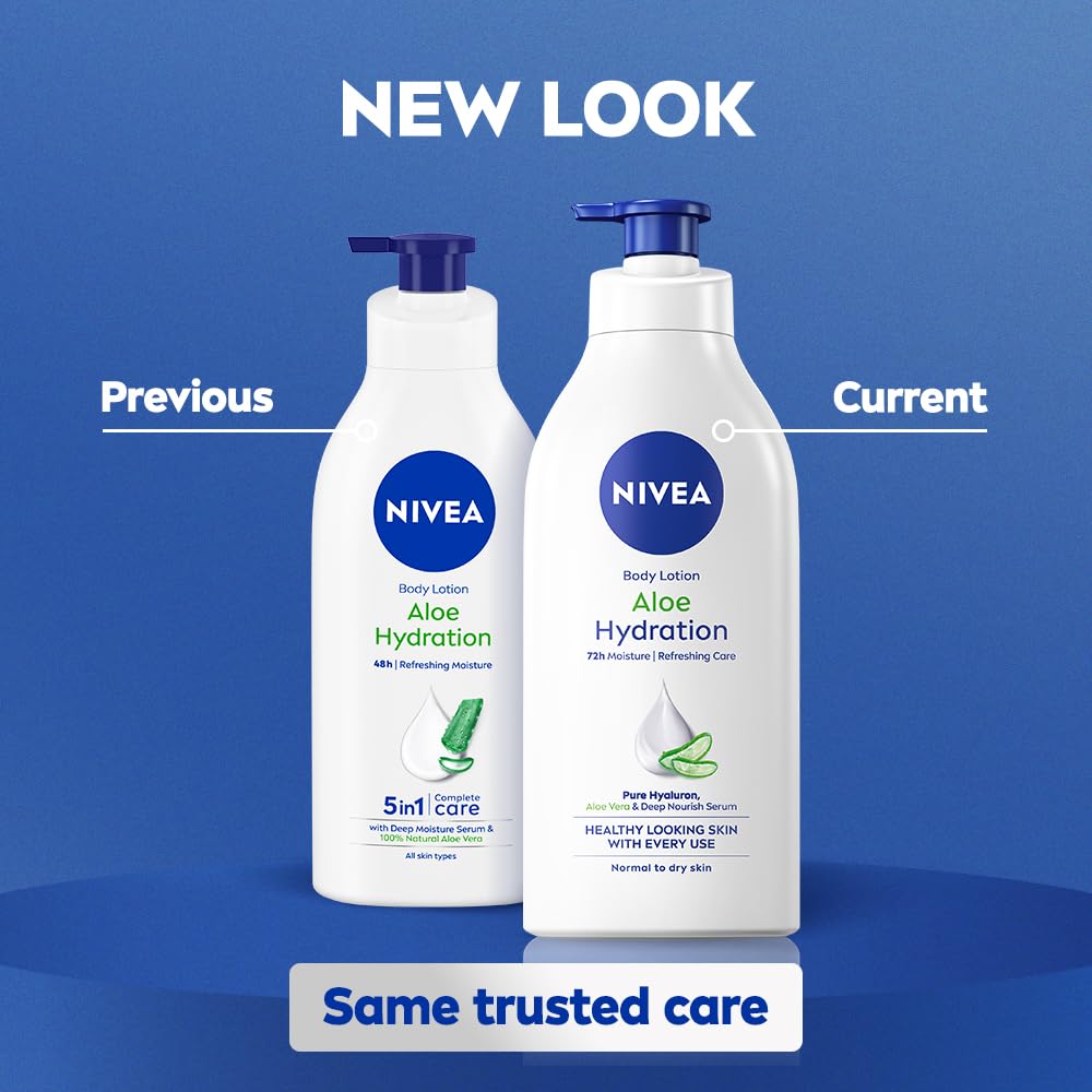 NIVEA BodyLotion, Aloe Hydration, with Aloe Vera for Instant Hydration in Summer, for Men Women, 200 ml