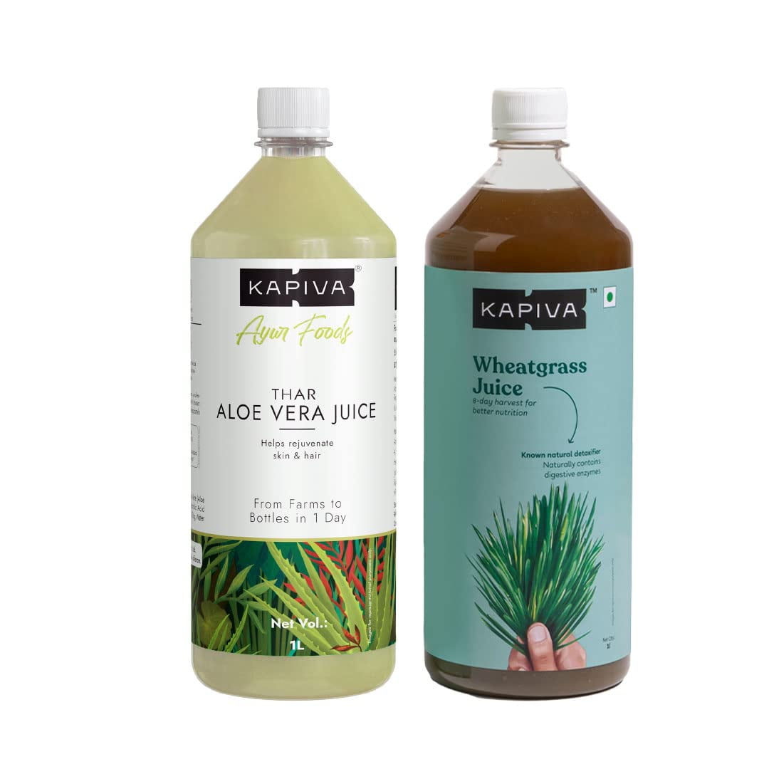 Kapiva Aloe Vera Juice + Wheatgrass Juice | Ayurvedic Combo For Better Digestion, General