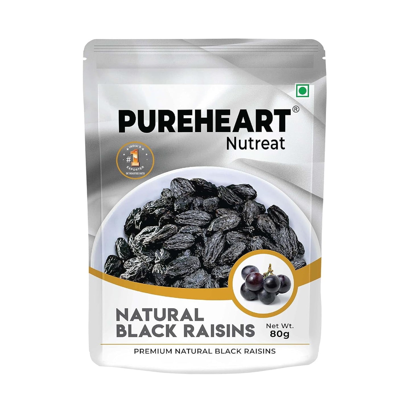Organic Black Raisins Nutreat By Pureheart 80gm, | Kali Kishmish/Manuka, Dry Fruits Snack