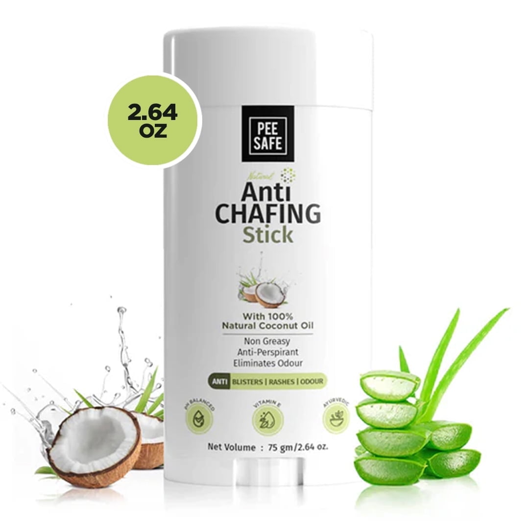 Pee Safe Natural Anti Chafe Stick with, Coconut, Aloe Eucalyptus Based for Men and Women,