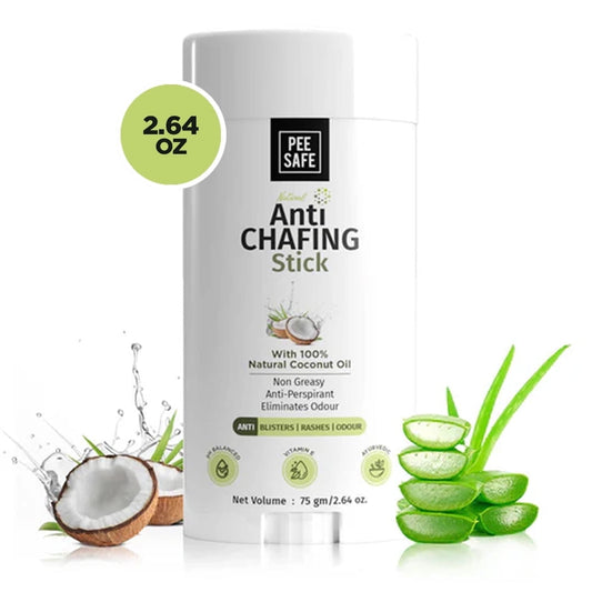 Pee Safe Natural Anti Chafe Stick with, Coconut, Aloe Eucalyptus Based for Men and Women,