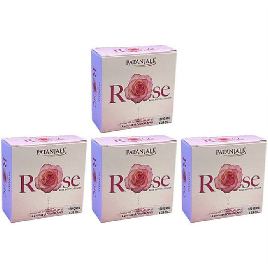 Pack Of 4 - Patanjali Rose Body Cleanser Soap Bar - 120 Gm (4.23 Oz)