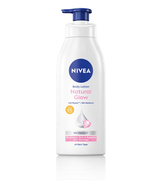 Nivea BodyLotion Natural Glow | Cell Repair Even Tone Complex & Vitamin C Spf 15 | 400Ml (13.52 Fl Oz)