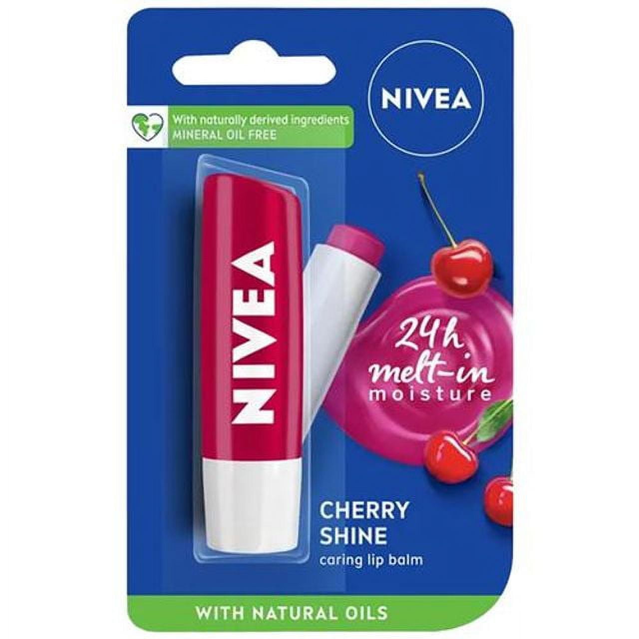 Nivea Cherry Shine LipBalm - 24h Moisture With Natural Oils, Red Shine & Cherry Aroma, 4.8