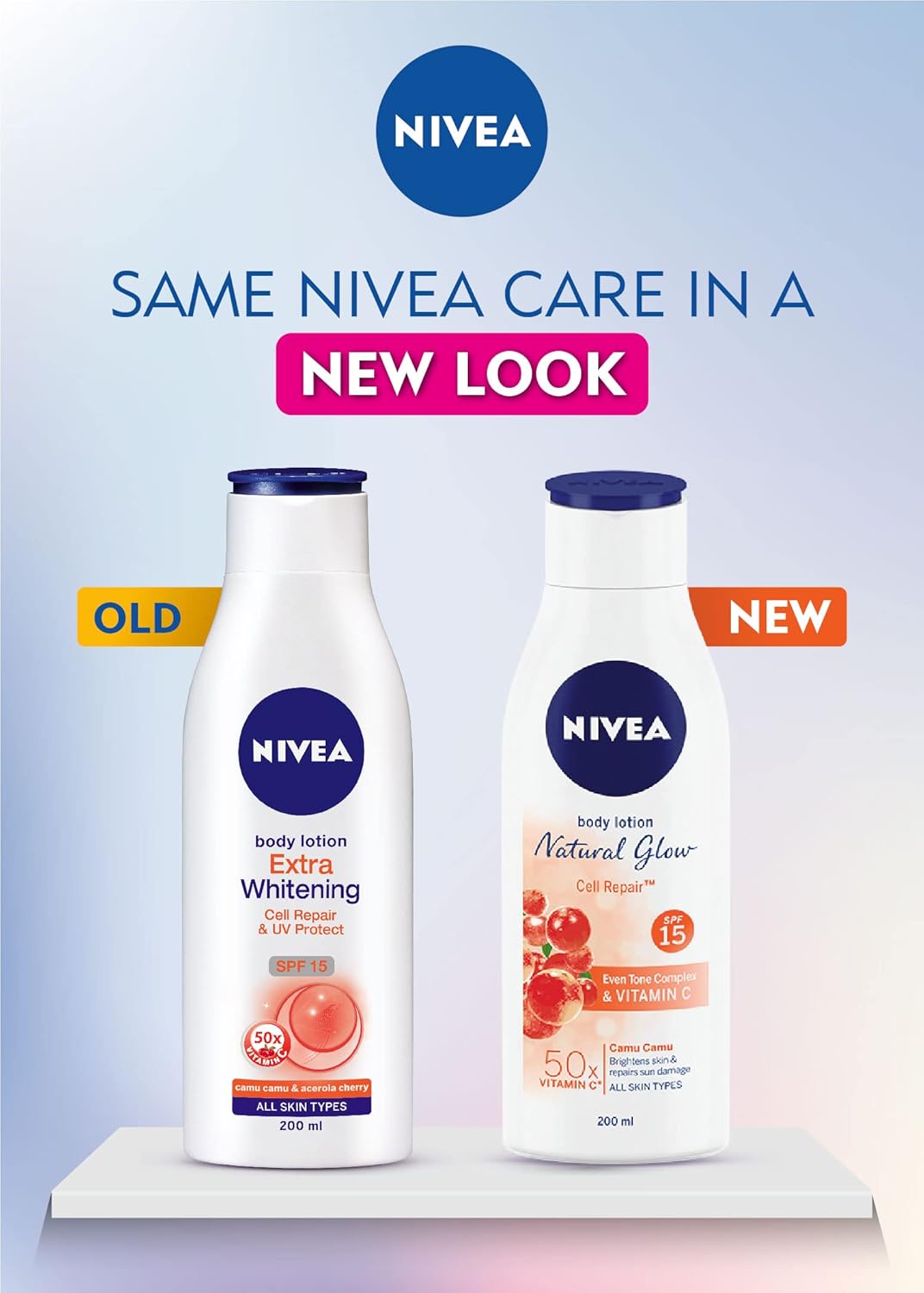 Nivea BodyLotion Natural Glow | Cell Repair Even Tone Complex & Vitamin C Spf 15 | 400Ml (13.52 Fl Oz)