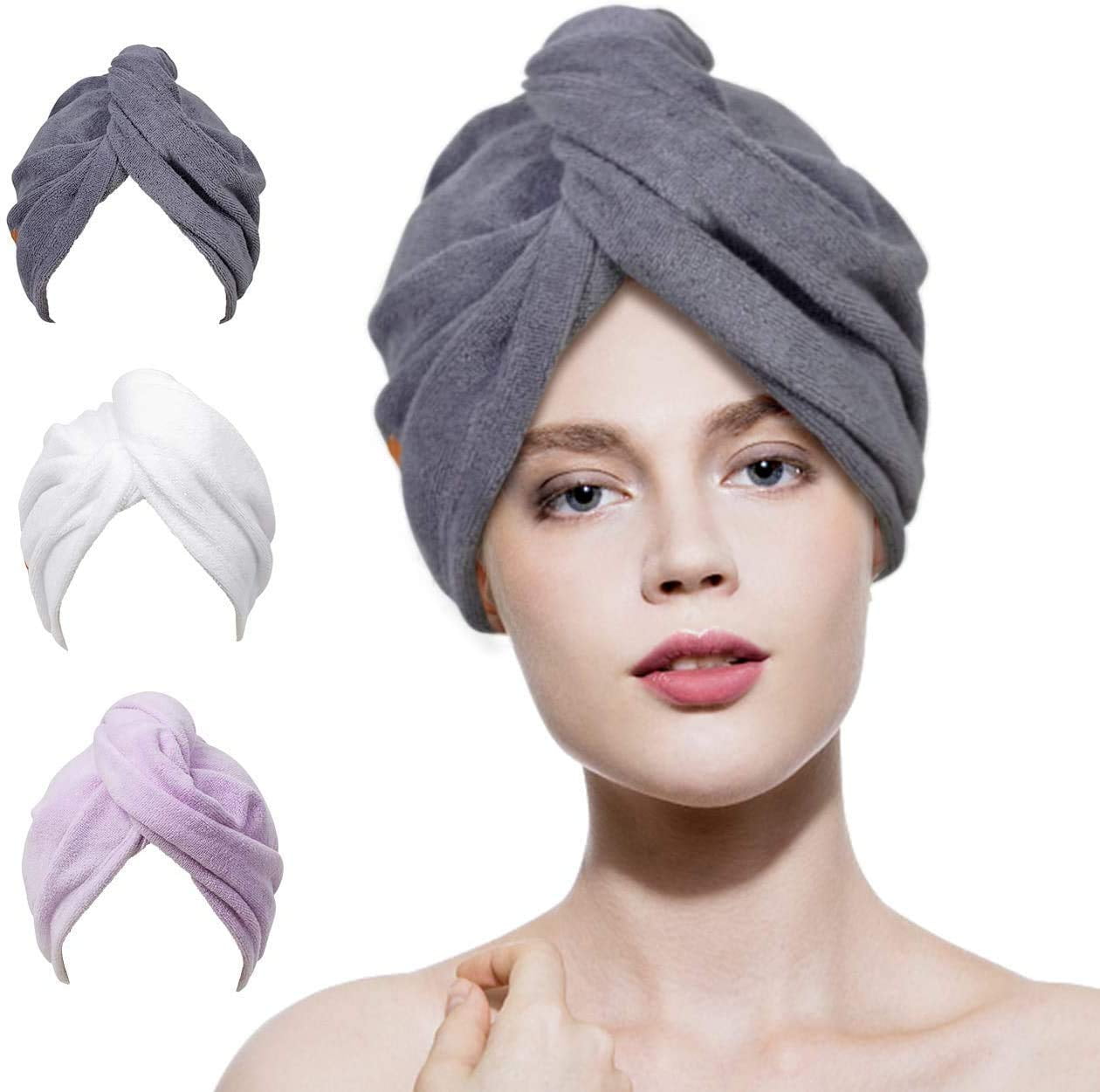 iKonbi Pack Of 3 Cotton Quick Drying Hair Towel Wrap For Women (Multi Color, Free Size)