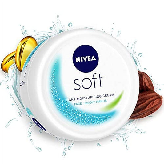 NIVEA Soft Light Moisturizer Cream, with Vitamin E Jojoba Oil for Face, Hands and Body, 3