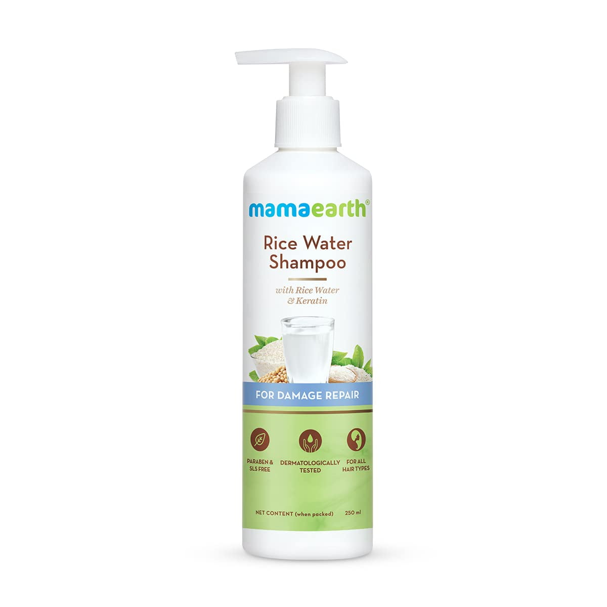 Mamaearth Rice Water Shampoo with Keratin | Repairs Damaged Hair, Reduces Split Ends & Hai