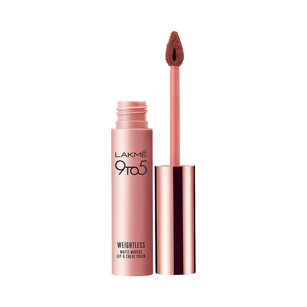 Lakme 9 To 5 Weightless Mousse Lip & Cheek Color, Burgundy Lush, 9 G