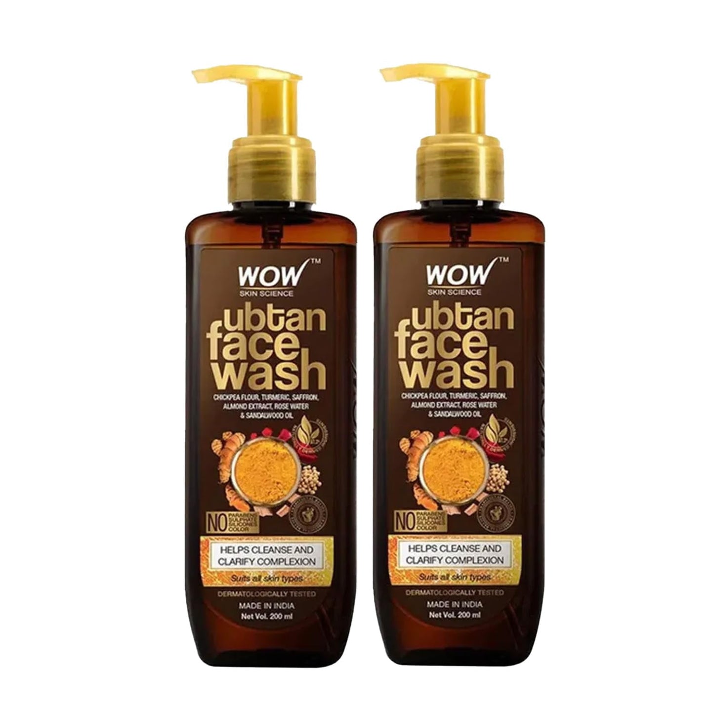 Wow Skin Science Ubtan Cleansing FaceWash|Turmeric & Saffron|All Skin Types|Clear, Glowing