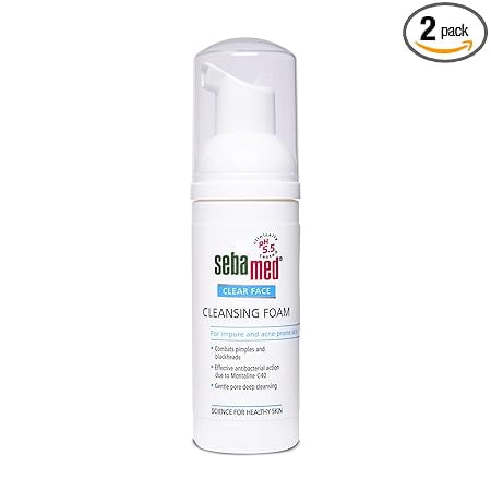 SebaMed Clear Face Cleansing Foam For Acne Prone Skin, Combats Pimples & Blackheads 50ml (