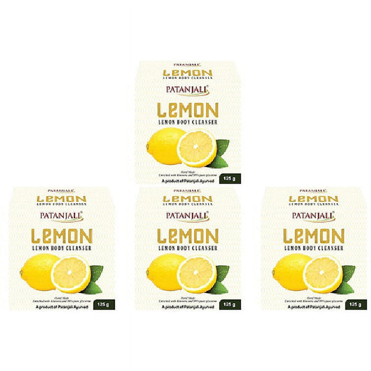 Pack Of 4 - Patanjali Lemon Body Cleanser Soap Bar - 120 Gm (4.23 Oz)