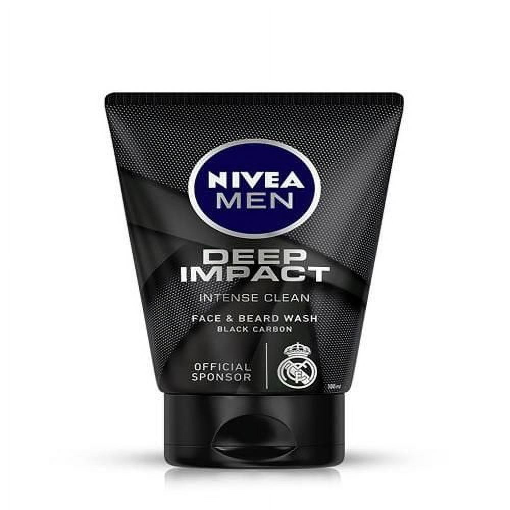 Nivea Men Deep Impact Intense Clean Face And Beard Wash - Black Carbon, 100 Ml (3.3 Oz) Packaging May Vary -