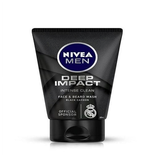 Nivea Men Deep Impact Intense Clean Face And Beard Wash - Black Carbon, 100 Ml (3.3 Oz) Packaging May Vary -