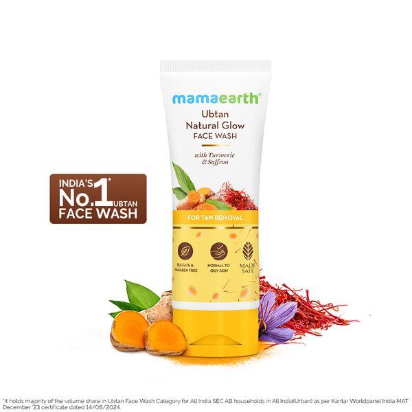 Mamaearth Ubtan Natural FaceWash: For Dry Skin, Turmeric & Saffron, 100