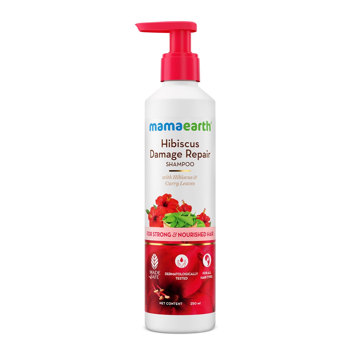 Mamaearth Hibiscus Damage Repair Shampoo: Hibiscus & Curry Leaves, 250 ml