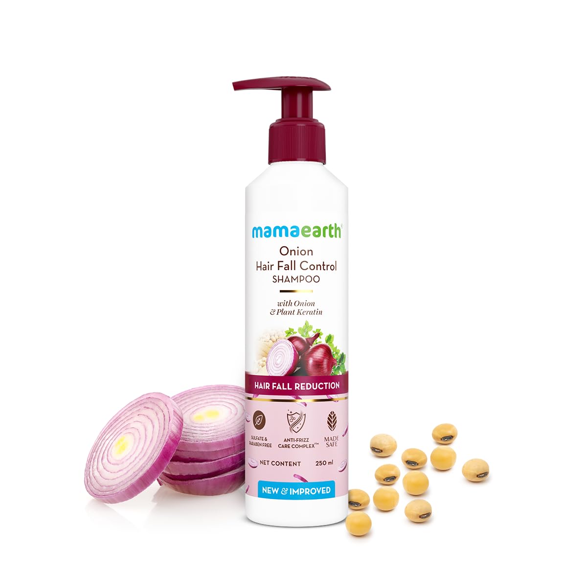 Mamaearth Onion Hair Fall Shampoo for Hair Growth & Hair Fall Control, with Onion Oil & Plant Keratin 250ml