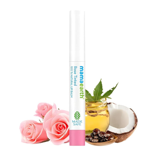 Mamaearth 100% Natural LipBalm for Women & Men 2g (Rose) - Natural Tint, 12-Hour Moisturization - Heals Dry & Chapped Lips