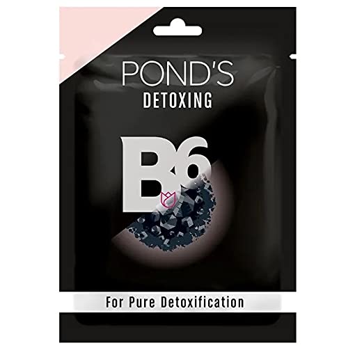 Ponds Vitamin Duo Sheet Mask Detoxing Sheet Mask With Vitamin B6 100% Bamboo Charcoal(25ml)