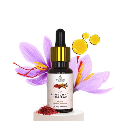 Tribe Concept 24k Kumkumadi Thailam, Skin Brightening, Oil, Toned Glow Enriched with Saffron & Sandalwood, 100% Chemical Free & Natural - 30 ml - 1.01 Fl Oz