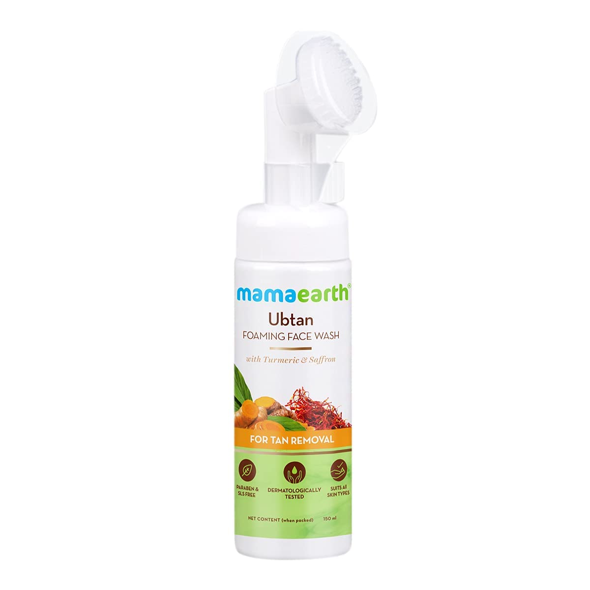 Mamaearth Ubtan Foaming FaceWash with Turmeric and Saffron for Tan Removal - 150ml | Removes Tan | Gently Exfoliates